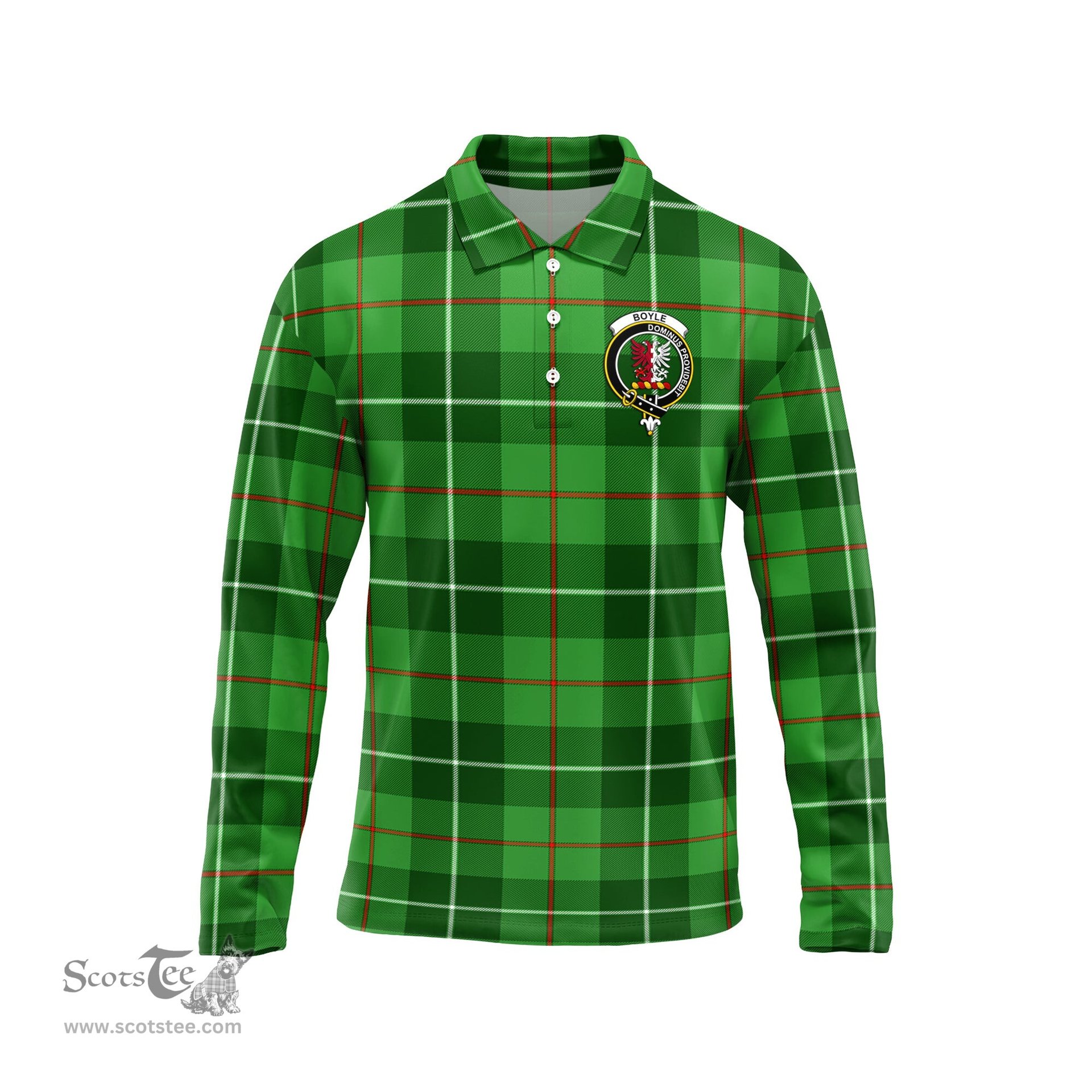 Scottish Boyle Clan Crest Tartan Polo Long Sleeve Plaid Polo Shirt