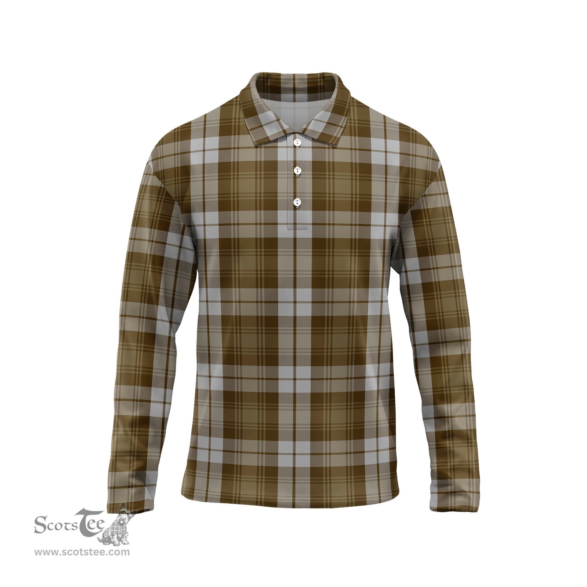 Scottish Baillie Dress Tartan Long Sleeve Plaid Polo Shirt