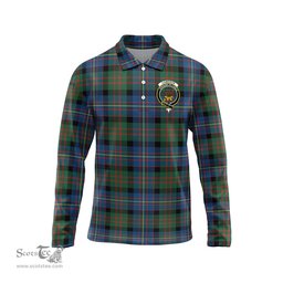 Scottish Cameron of Erracht Ancient Clan Crest Tartan Polo Long Sleeve Plaid Polo Shirt