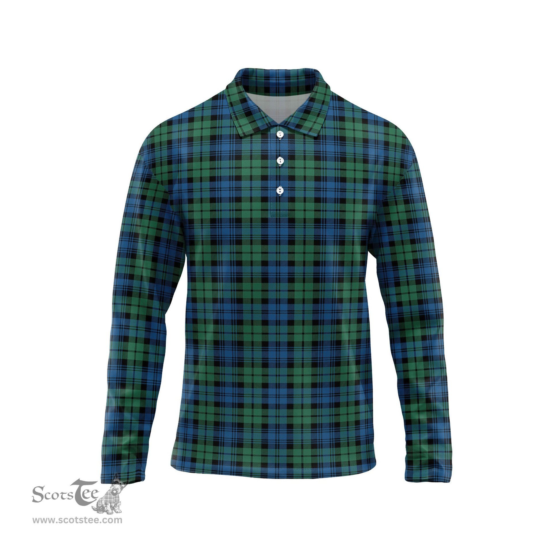 Scottish Campbell Ancient 02 Tartan Long Sleeve Plaid Polo Shirt