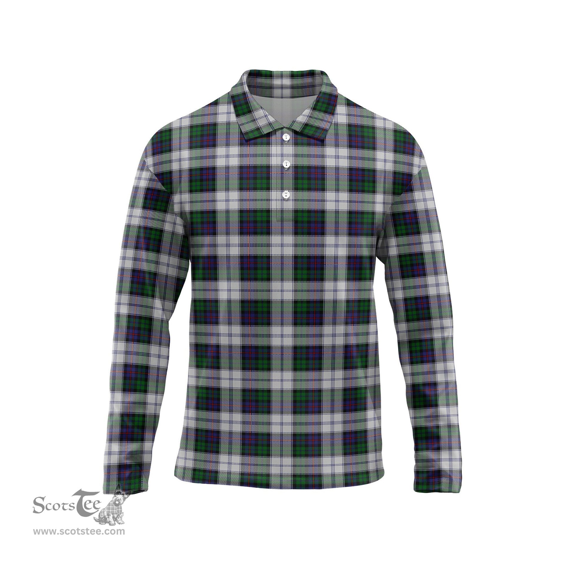 Scottish Campbell of Cawdor Dress Tartan Long Sleeve Plaid Polo Shirt
