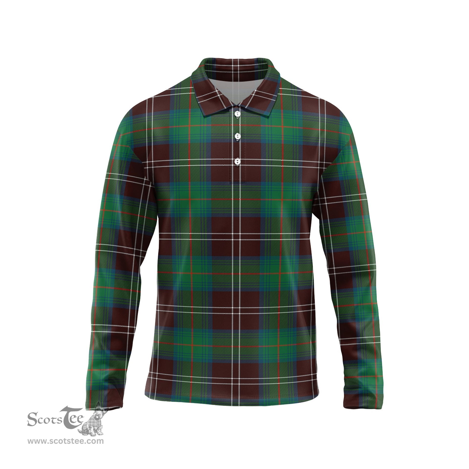Scottish Chisholm Hunting Ancient Tartan Long Sleeve Plaid Polo Shirt