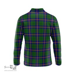 Scottish Carmichael Modern Tartan Long Sleeve Plaid Polo Shirt
