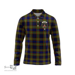 Scottish Clelland Modern Clan Crest Tartan Polo Long Sleeve Plaid Polo Shirt