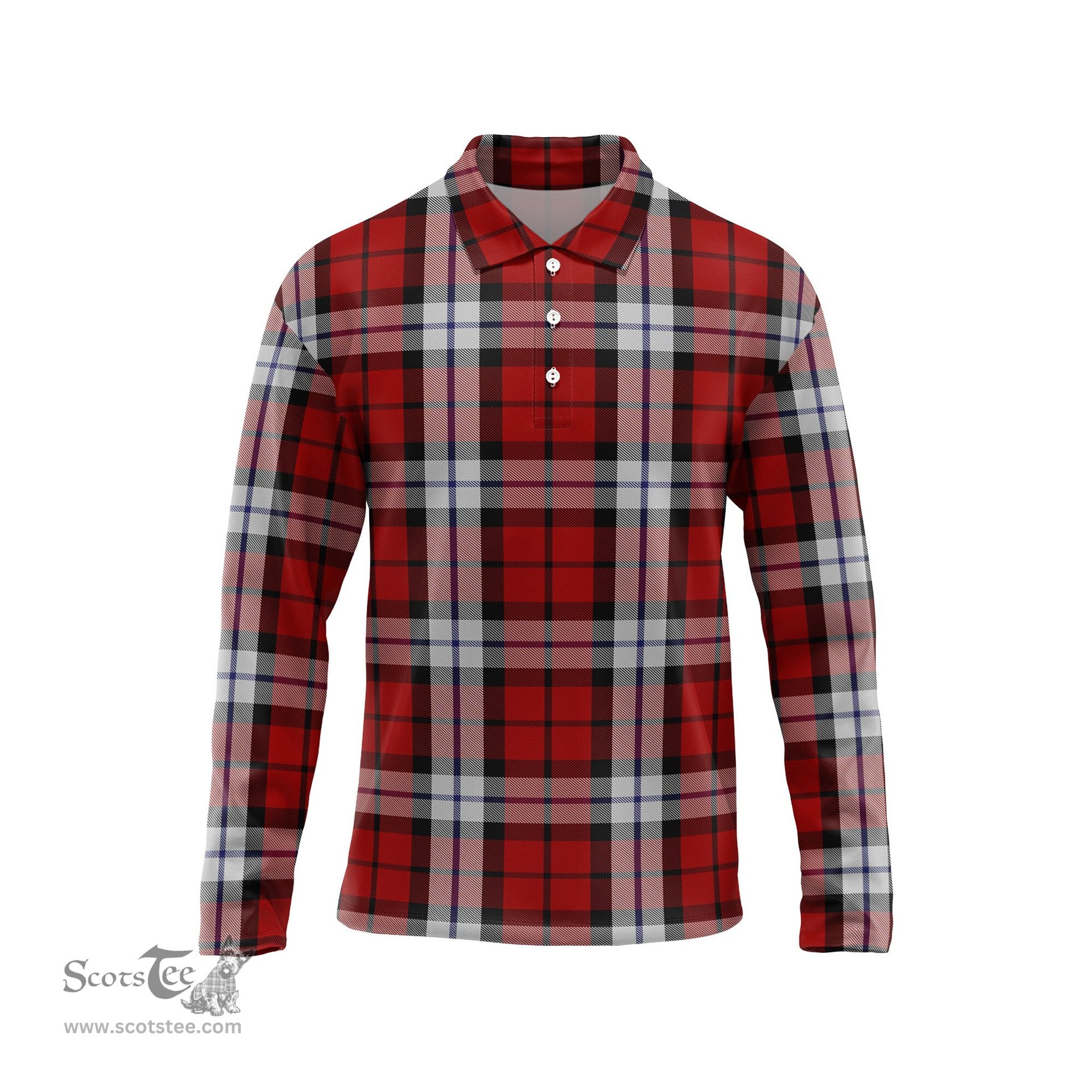 Scottish Brodie Dress Tartan Long Sleeve Plaid Polo Shirt