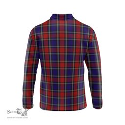 Scottish Clark Red Clan Crest Tartan Polo Long Sleeve Plaid Polo Shirt