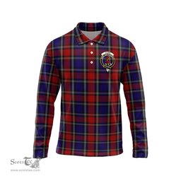 Scottish Clark Red Clan Crest Tartan Polo Long Sleeve Plaid Polo Shirt
