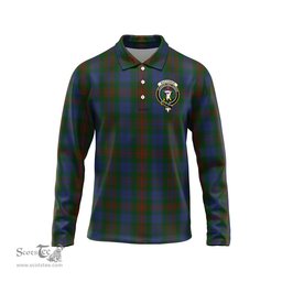 Scottish Buchanan Hunting Clan Crest Tartan Polo Long Sleeve Plaid Polo Shirt