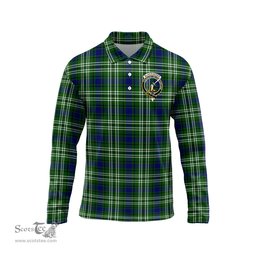 Scottish Blackadder Clan Crest Tartan Polo Long Sleeve Plaid Polo Shirt