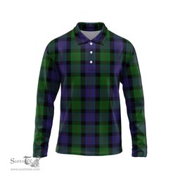 Scottish Blair Tartan Long Sleeve Plaid Polo Shirt