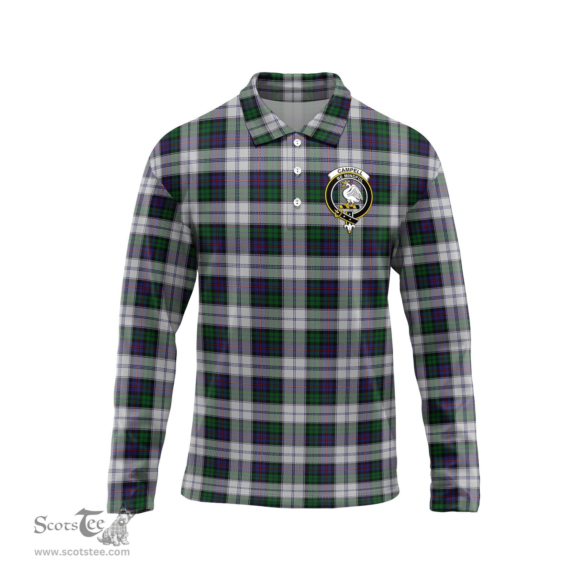 Scottish Campbell of Cawdor Dress Clan Crest Tartan Polo Long Sleeve Plaid Polo Shirt