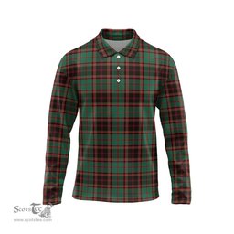 Scottish Buchan Ancient Tartan Long Sleeve Plaid Polo Shirt