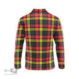 Scottish Buchanan Modern Tartan Long Sleeve Plaid Polo Shirt