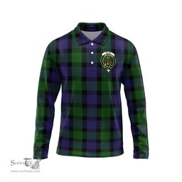 Scottish Blair Clan Crest Tartan Polo Long Sleeve Plaid Polo Shirt