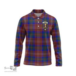 Scottish Chisholm Hunting Modern Clan Crest Tartan Polo Long Sleeve Plaid Polo Shirt