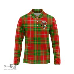 Scottish Burnett Ancient Clan Crest Tartan Polo Long Sleeve Plaid Polo Shirt