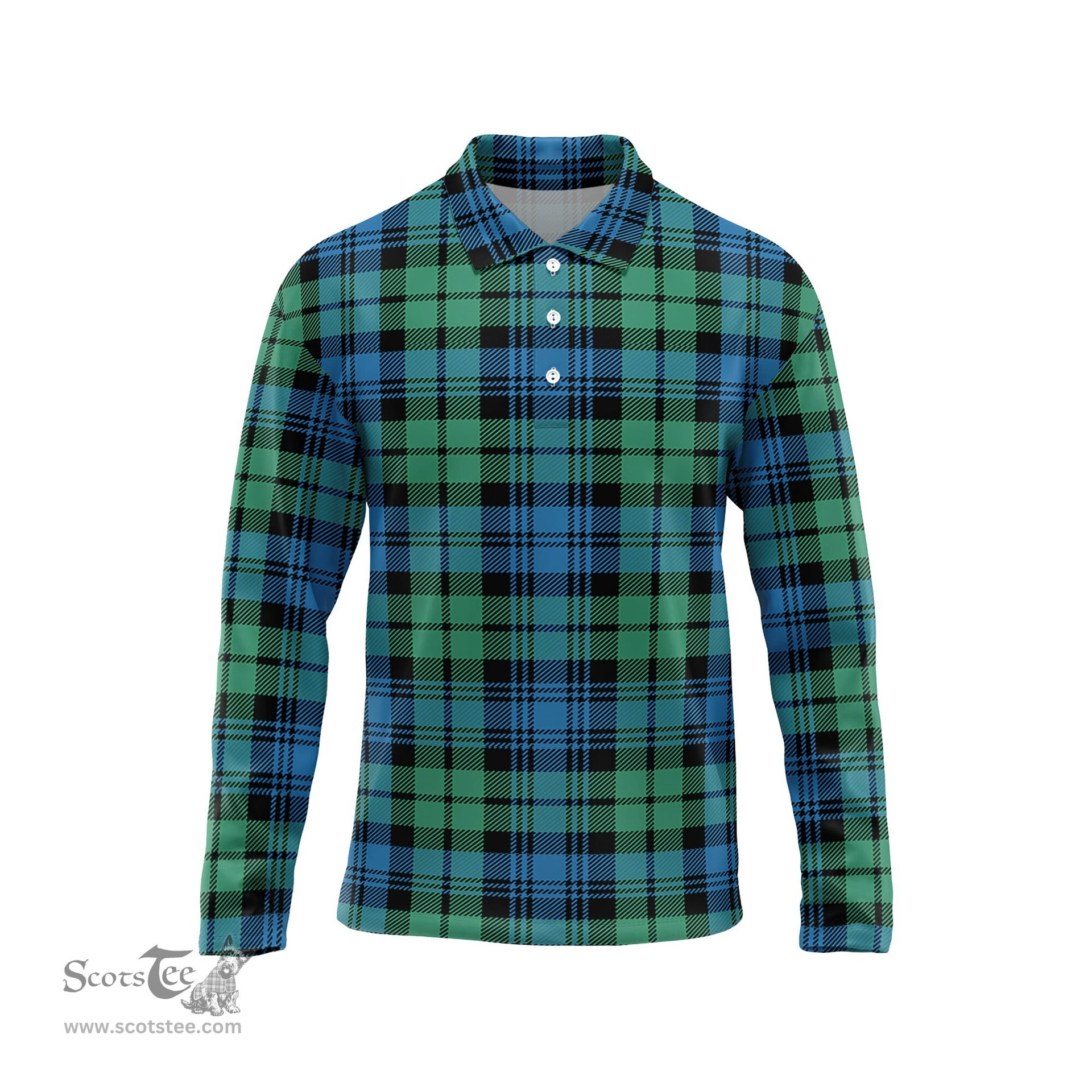 Scottish Campbell Ancient 01 Tartan Long Sleeve Plaid Polo Shirt