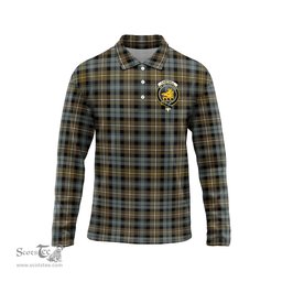 Scottish Campbell Argyll Weathered Clan Crest Tartan Polo Long Sleeve Plaid Polo Shirt