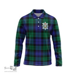 Scottish Black Watch Modern Clan Crest Tartan Polo Long Sleeve Plaid Polo Shirt
