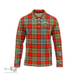 Scottish Chattan Clan Crest Tartan Polo Long Sleeve Plaid Polo Shirt