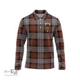 Scottish Cameron of Erracht Weathered Clan Crest Tartan Polo Long Sleeve Plaid Polo Shirt