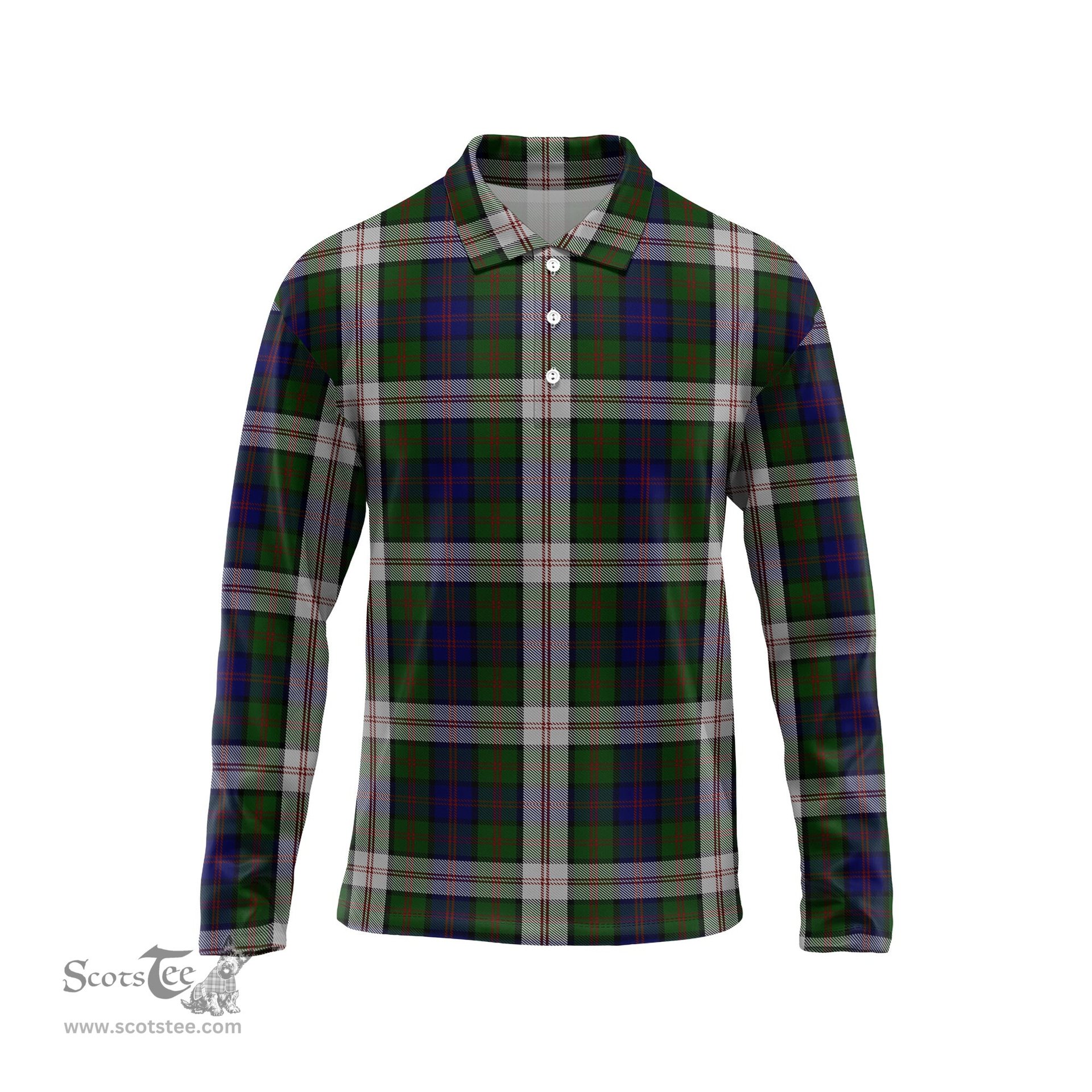 Scottish Blair Dress Tartan Long Sleeve Plaid Polo Shirt