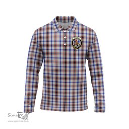 Scottish Boswell Clan Crest Tartan Polo Long Sleeve Plaid Polo Shirt