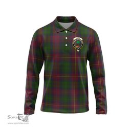 Scottish Cairns Clan Crest Tartan Polo Long Sleeve Plaid Polo Shirt