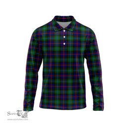 Scottish Campbell of Cawdor Modern Tartan Long Sleeve Plaid Polo Shirt
