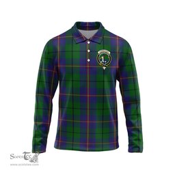 Scottish Carmichael Clan Crest Tartan Polo Long Sleeve Plaid Polo Shirt