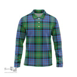 Scottish Bowie Ancient Tartan Long Sleeve Plaid Polo Shirt