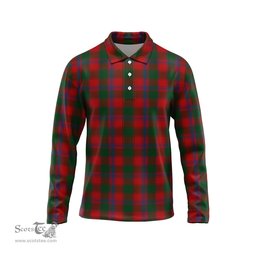 Scottish Bruce Old Tartan Long Sleeve Plaid Polo Shirt
