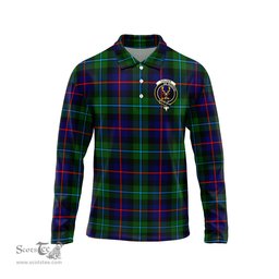 Scottish Calder Modern Clan Crest Tartan Polo Long Sleeve Plaid Polo Shirt