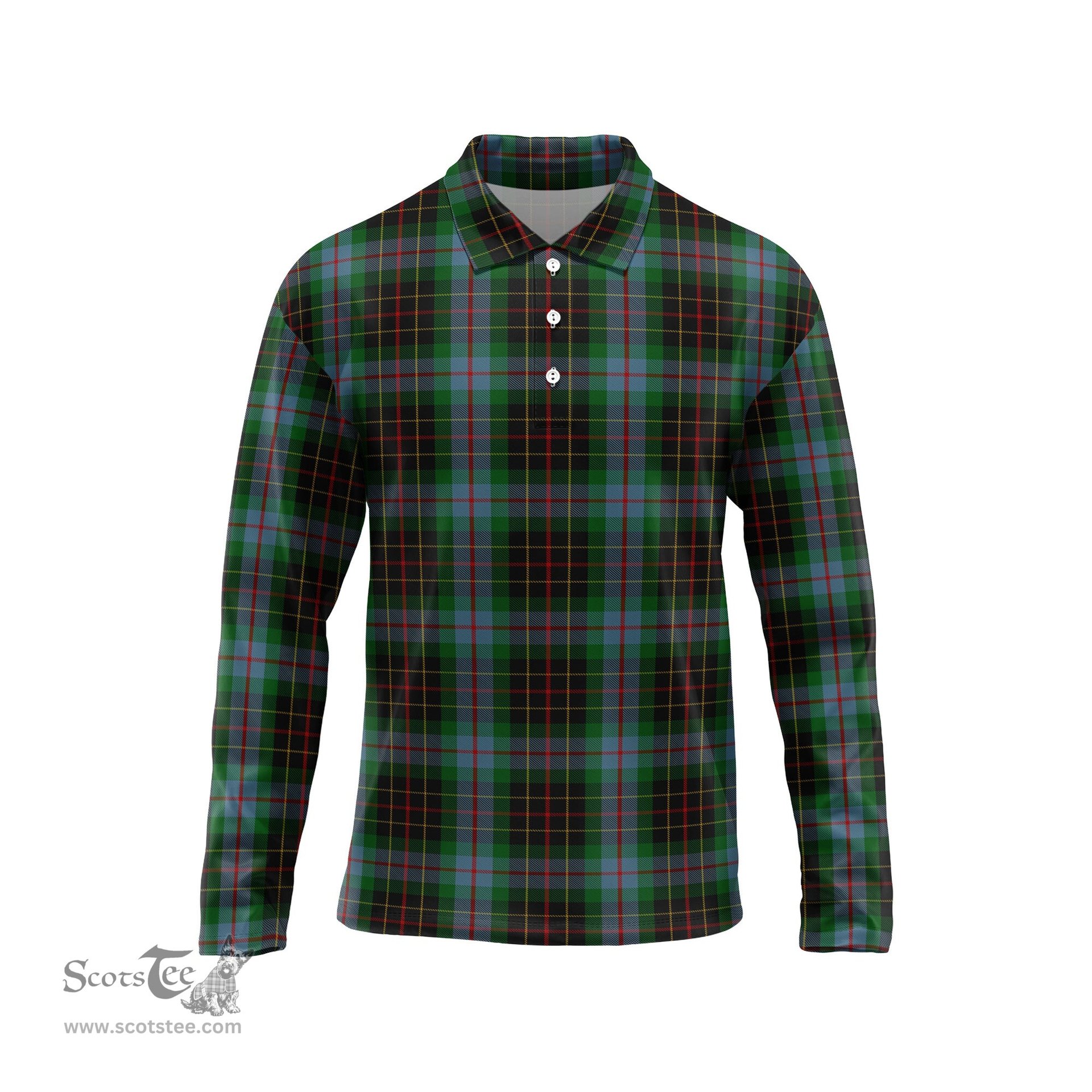 Scottish Brodie Hunting Tartan Long Sleeve Plaid Polo Shirt