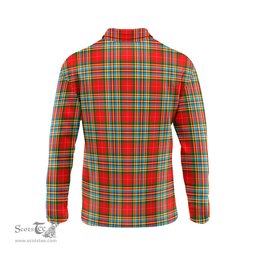 Scottish Chattan Tartan Long Sleeve Plaid Polo Shirt