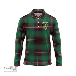 Scottish Chisholm Hunting Ancient Clan Crest Tartan Polo Long Sleeve Plaid Polo Shirt