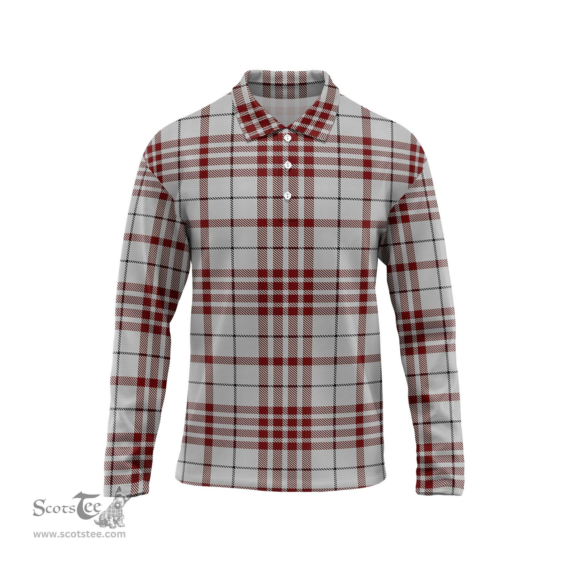 Scottish Clayton Tartan Long Sleeve Plaid Polo Shirt