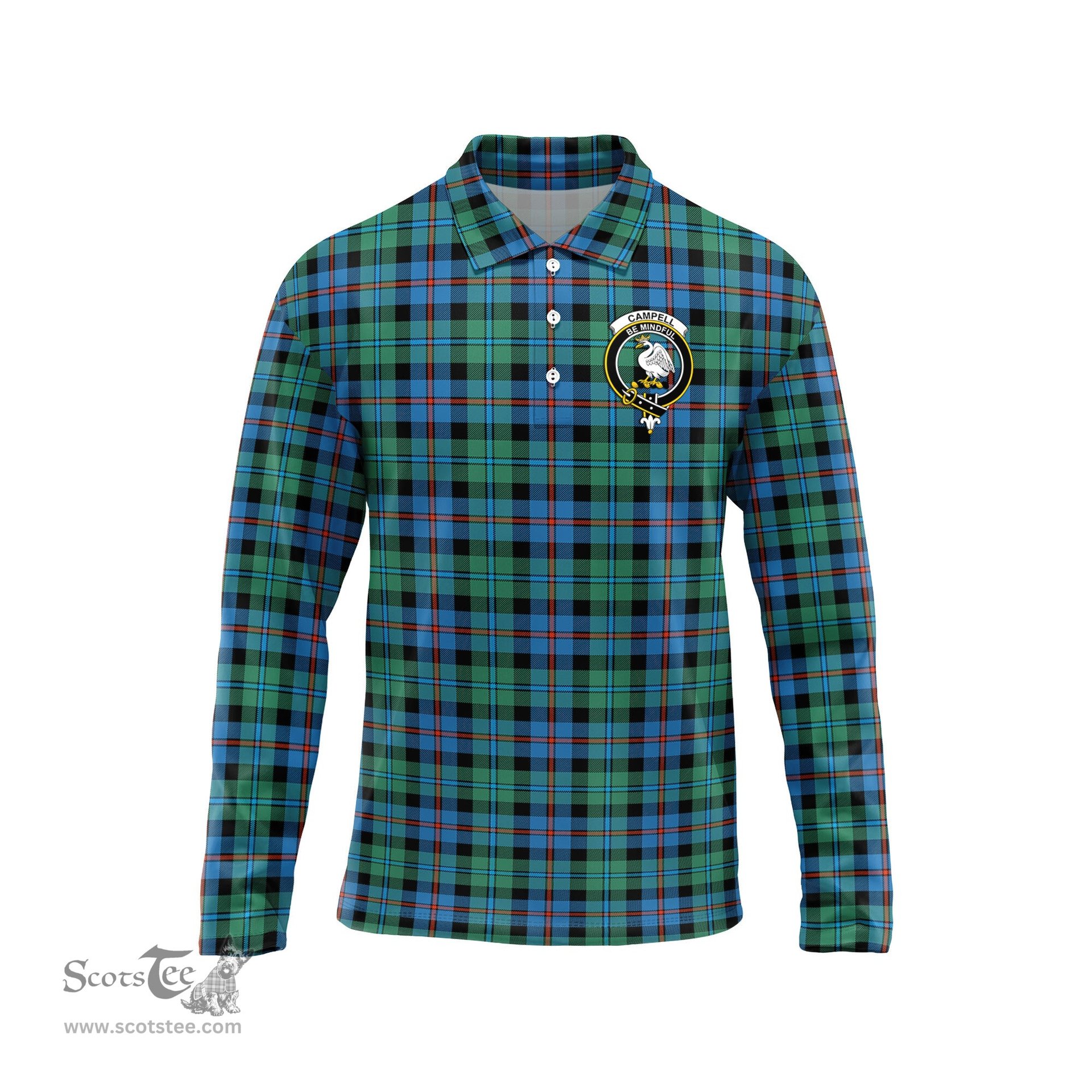 Scottish Campbell of Cawdor Ancient Clan Crest Tartan Polo Long Sleeve Plaid Polo Shirt