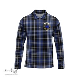 Scottish Clark (Lion) Clan Crest Tartan Polo Long Sleeve Plaid Polo Shirt