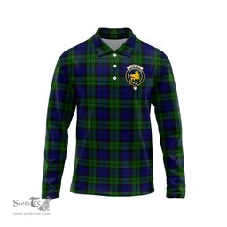 Scottish Campbell Modern Clan Crest Tartan Polo Long Sleeve Plaid Polo Shirt