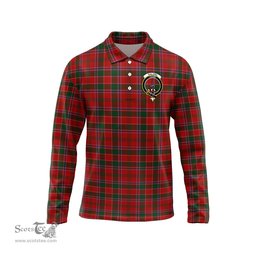 Scottish Dalziel Clan Crest Tartan Polo Long Sleeve Plaid Polo Shirt