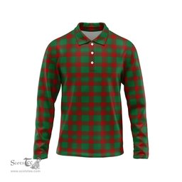 Scottish Donachie Tartan Long Sleeve Plaid Polo Shirt