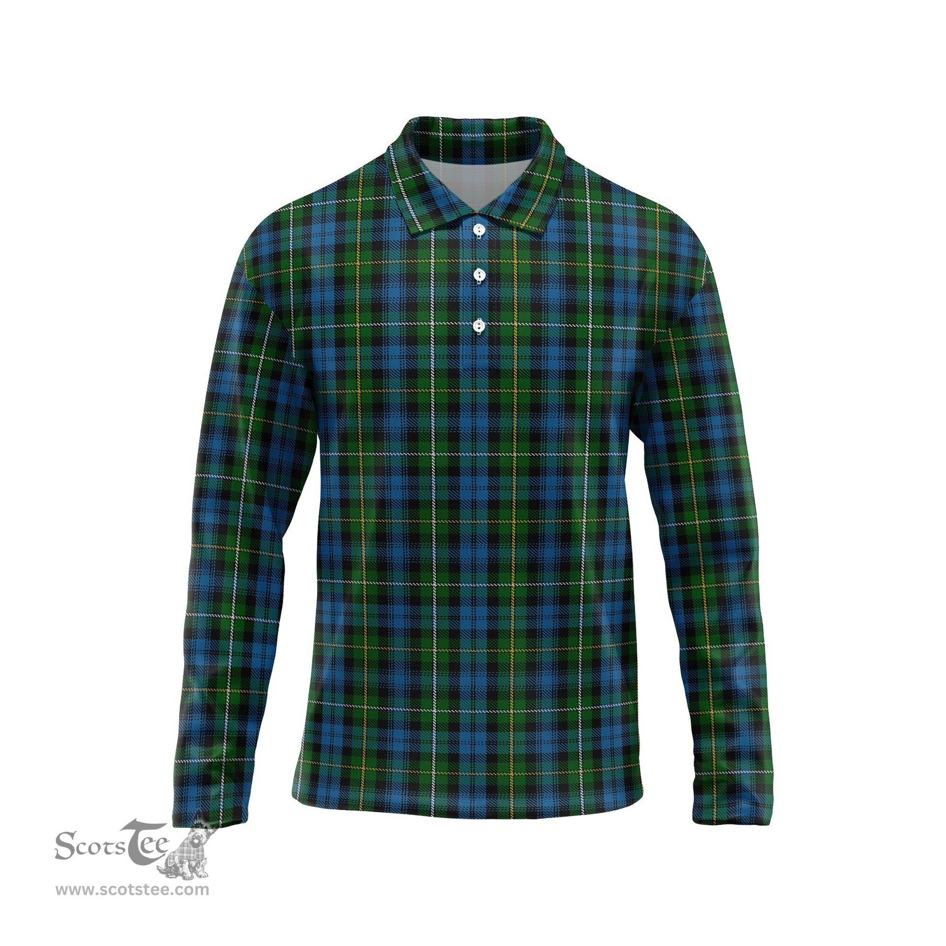 Scottish Campbell of Argyll #02 Tartan Long Sleeve Plaid Polo Shirt