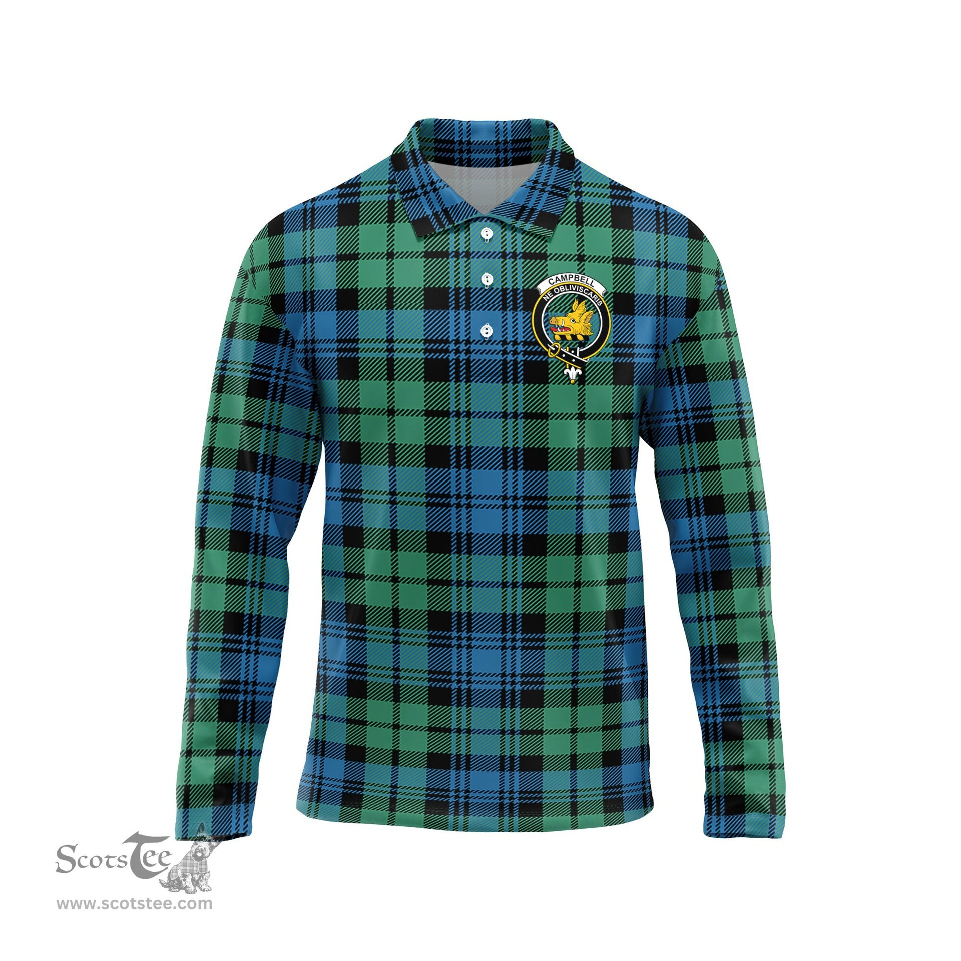 Scottish Campbell Ancient 01 Clan Crest Tartan Polo Long Sleeve Plaid Polo Shirt