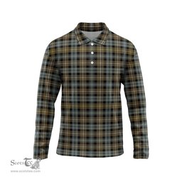 Scottish Campbell Argyll Weathered Tartan Long Sleeve Plaid Polo Shirt