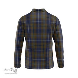 Scottish Douglas Brown Tartan Long Sleeve Plaid Polo Shirt