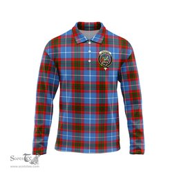 Scottish Crichton Clan Crest Tartan Polo Long Sleeve Plaid Polo Shirt