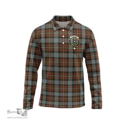 Scottish Ferguson Weathered Clan Crest Tartan Polo Long Sleeve Plaid Polo Shirt