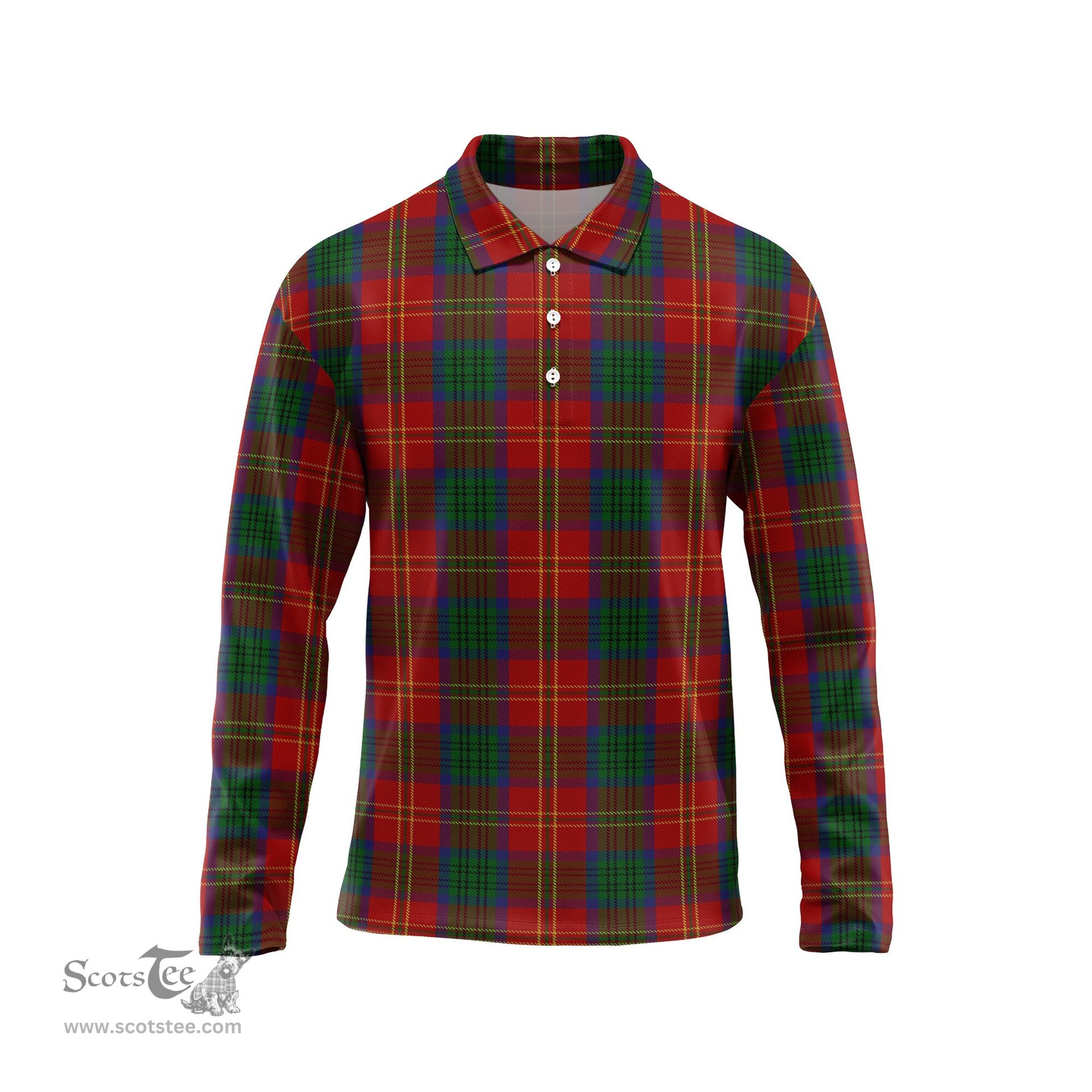 Scottish Connolly Dress Tartan Long Sleeve Plaid Polo Shirt
