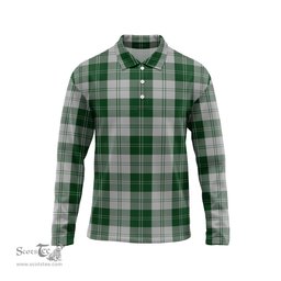 Scottish Erskine Green Tartan Long Sleeve Plaid Polo Shirt